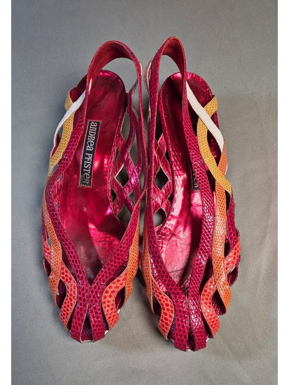 Andrea Pfister Women's Multicolor Leather Slingback Heels Size 8.5